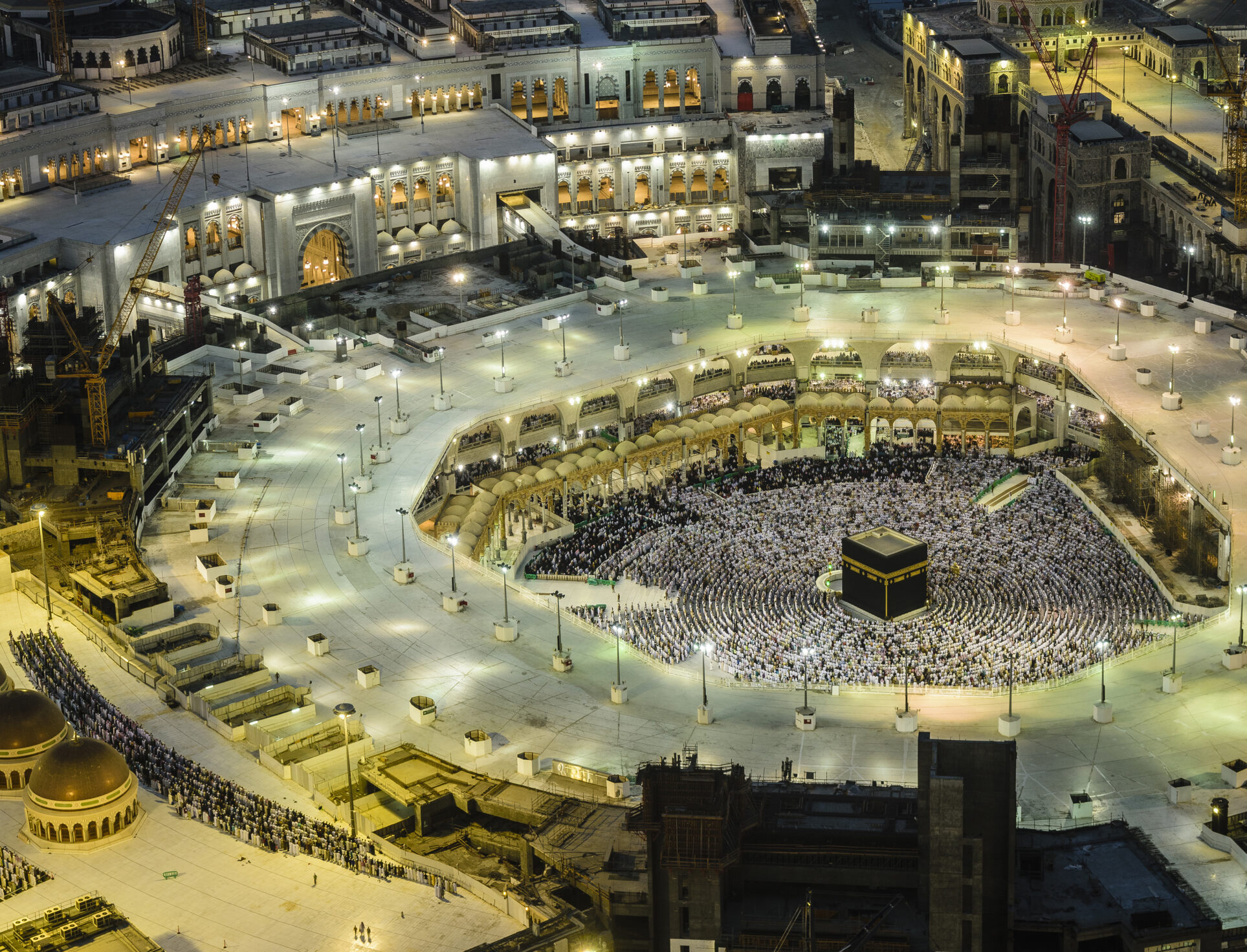 A wide angle of Holy mosque Masjid-Al-Haram, mecca. which shows the whole Haram