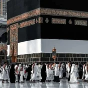 A Kaaba and Pilgrims performing Tawaf